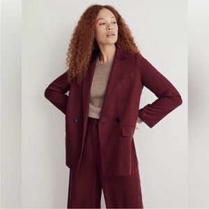 Madewell • drapeweave caldwell double breasted blazer in cabernet sz XXS